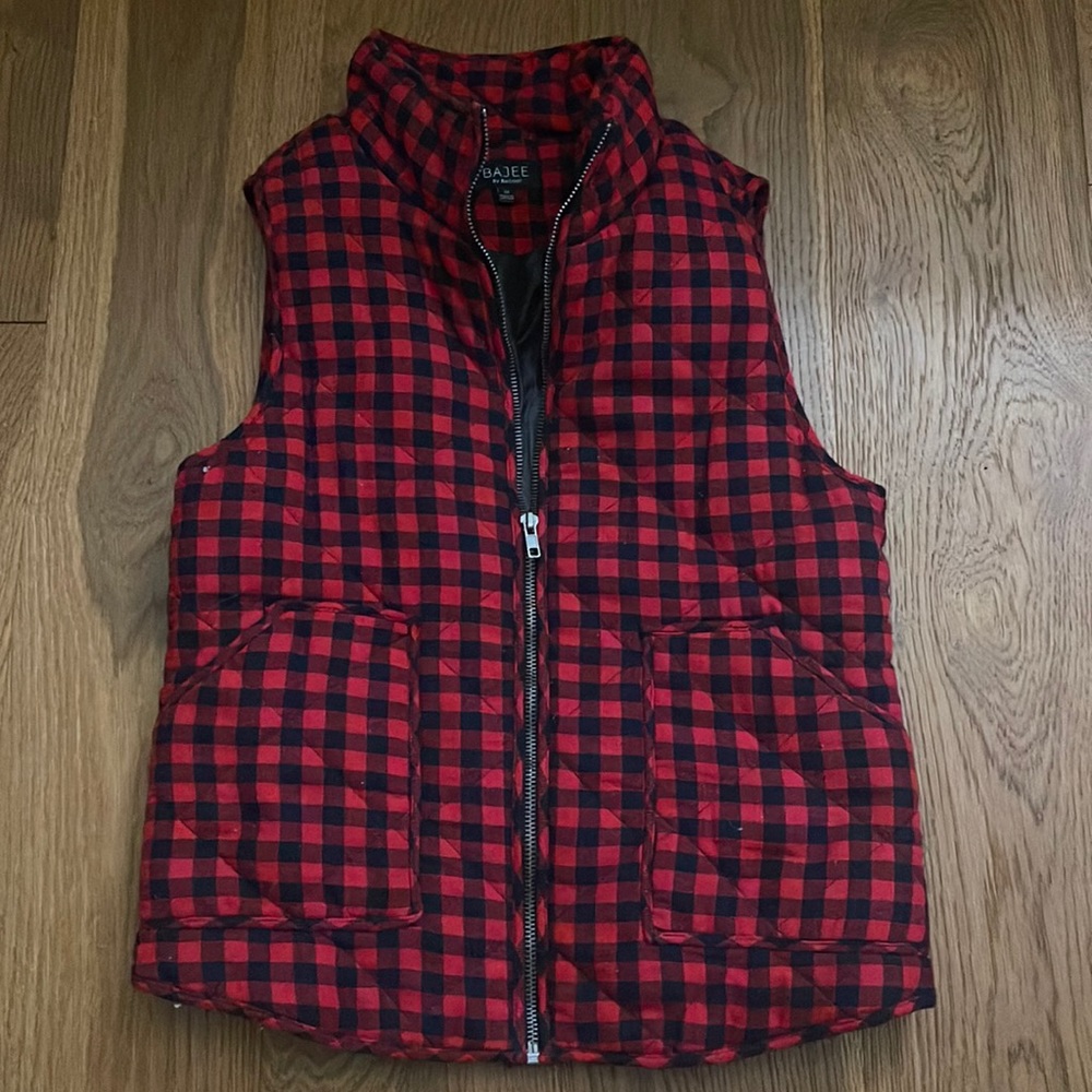 Buffalo Check Red and Black Quilted Vest